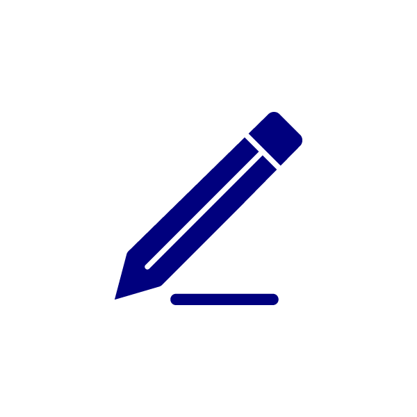 A blue pencil icon tilted diagonally, drawing a horizontal line on a plain light grey background.