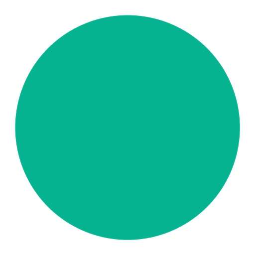 A large, solid teal green circle centred on a light grey background.