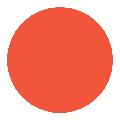 A large, solid red-orange circle is centred on a light grey background.