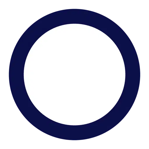 A simple dark blue ring with a thick border on a light grey background.