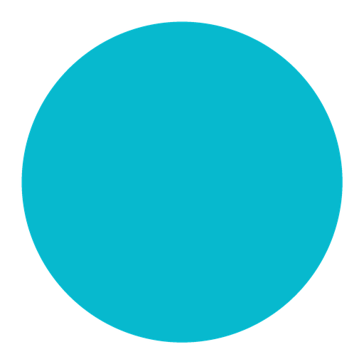 A large, solid turquoise-blue circle centred on a light grey background.