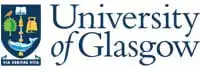 University of Glasgow logo with a crest featuring a tree, bell, bird, and fish with a ring in its mouth, plus the Latin motto Via, Veritas, Vita.